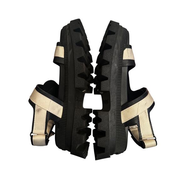 Desigual Chunky Platform Sandals Beige and Black Strappy Buckle Women’s 9 - Picture 2 of 10